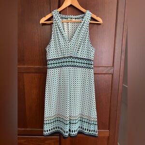 Max Studio Sleeveless Geometric Midi Dress in Blue and Black